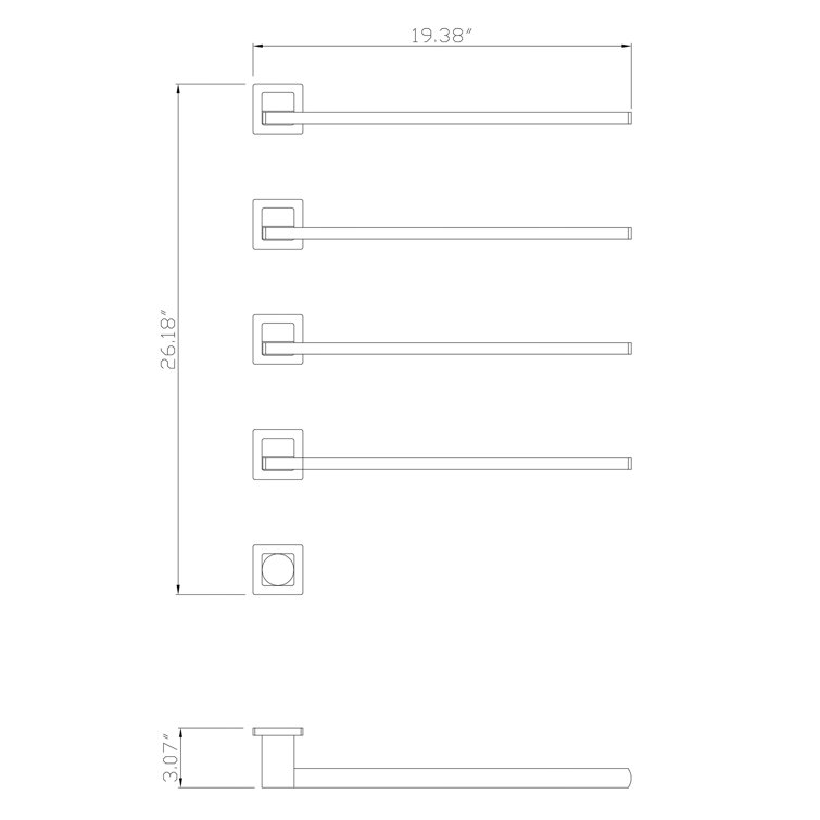 Matte Black Wall Mounted 4-Bar Towel Warmer