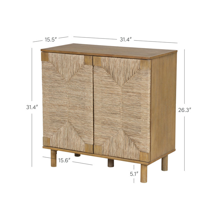 Beacon Light Brown Seagrass 4-Door Sideboard Cabinet
