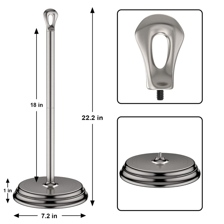 Brushed Nickel Freestanding Metal Toilet Paper Holder with Ring Handle