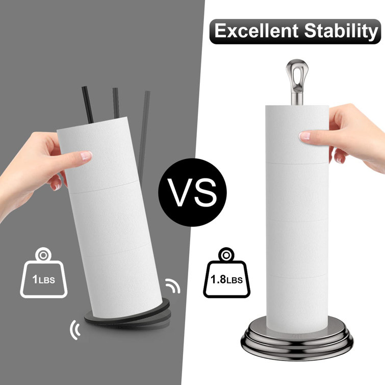 Brushed Nickel Freestanding Metal Toilet Paper Holder with Ring Handle