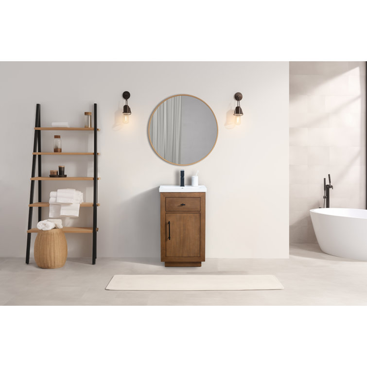 20'' Tan Freestanding Single Bathroom Vanity with Ceramic Top