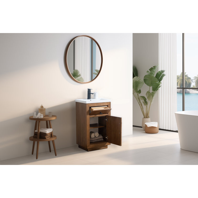 20'' Tan Freestanding Single Bathroom Vanity with Ceramic Top