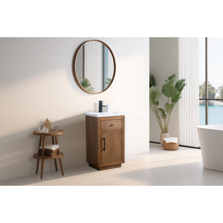 20'' Tan Freestanding Single Bathroom Vanity with Ceramic Top
