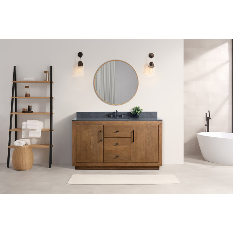 60" Single Bathroom Vanity Set with Black Limestone Top
