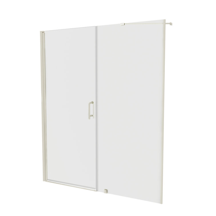 60" x 72" Frameless Brushed Nickel Tempered Glass Shower Door