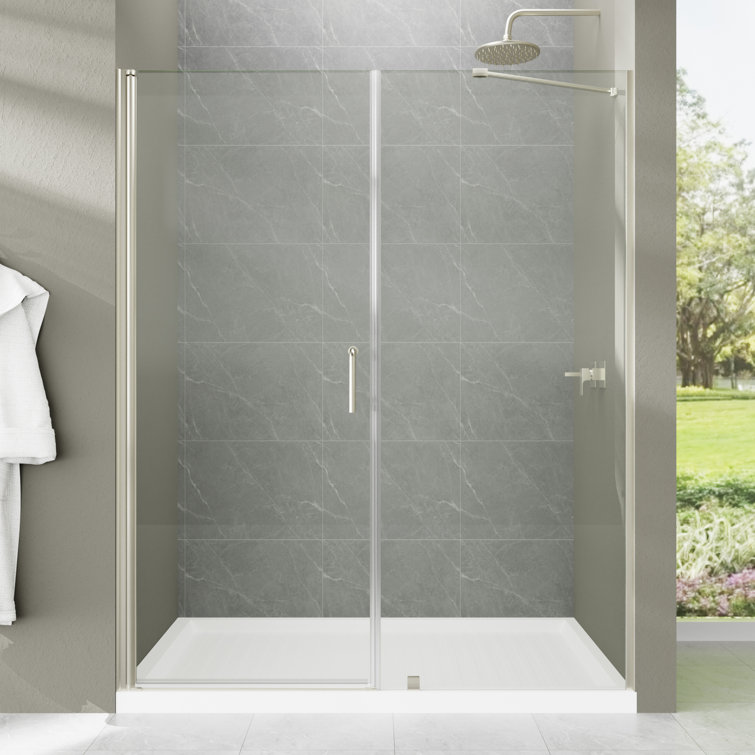60" x 72" Frameless Brushed Nickel Tempered Glass Shower Door