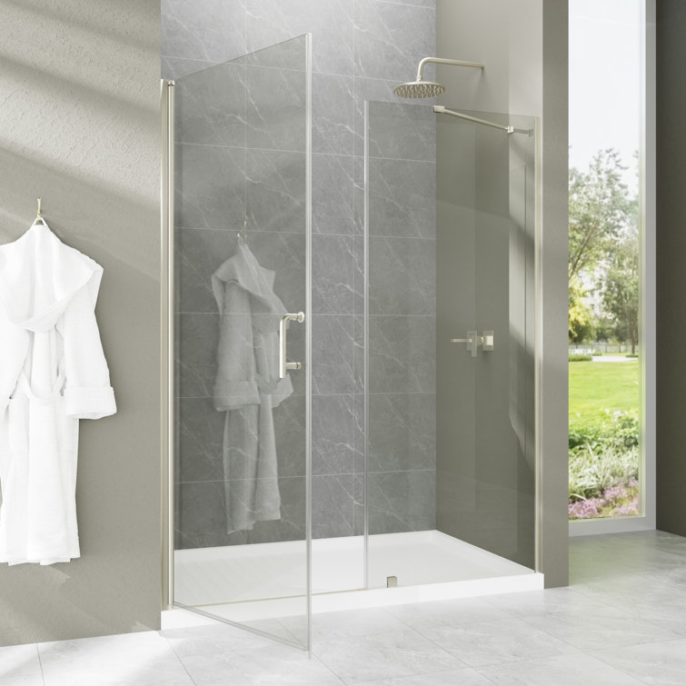 60" x 72" Frameless Brushed Nickel Tempered Glass Shower Door