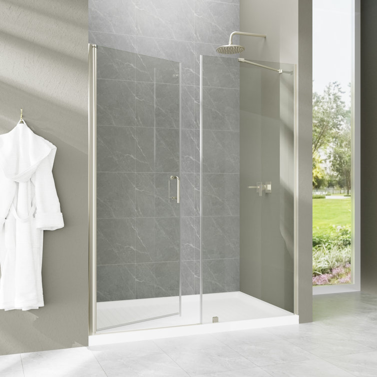 60" x 72" Frameless Brushed Nickel Tempered Glass Shower Door