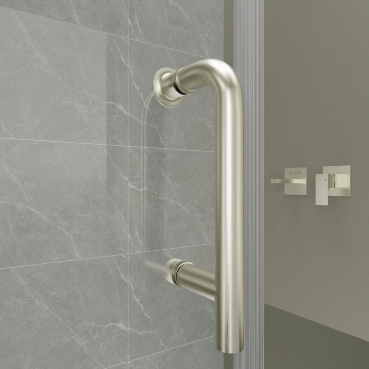 60" x 72" Frameless Brushed Nickel Tempered Glass Shower Door