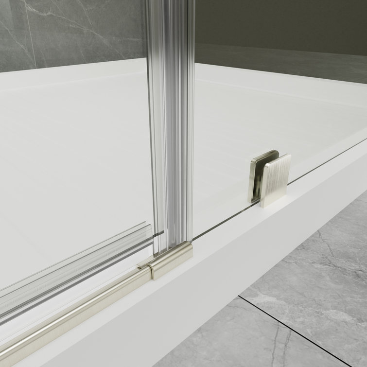 60" x 72" Frameless Brushed Nickel Tempered Glass Shower Door