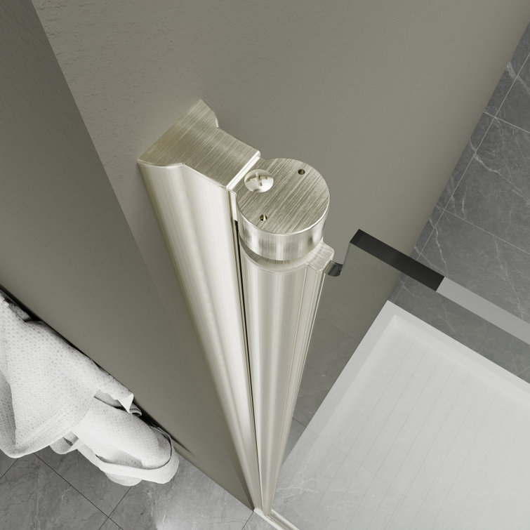 60" x 72" Frameless Brushed Nickel Tempered Glass Shower Door