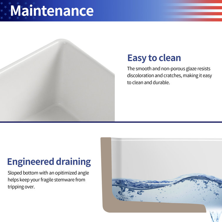 White Fireclay Double Bowl Farmhouse Kitchen Sink, 33"