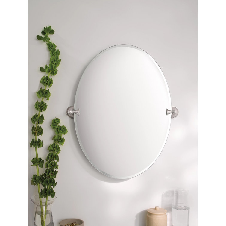 26" x 22.8" Frameless Oval Chrome Bathroom Vanity Mirror