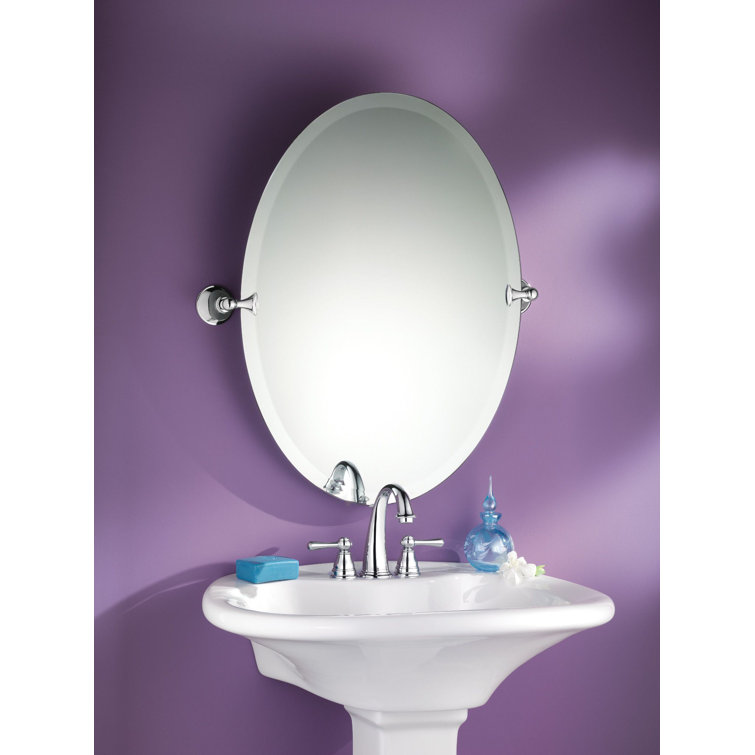 26" x 22.8" Frameless Oval Chrome Bathroom Vanity Mirror