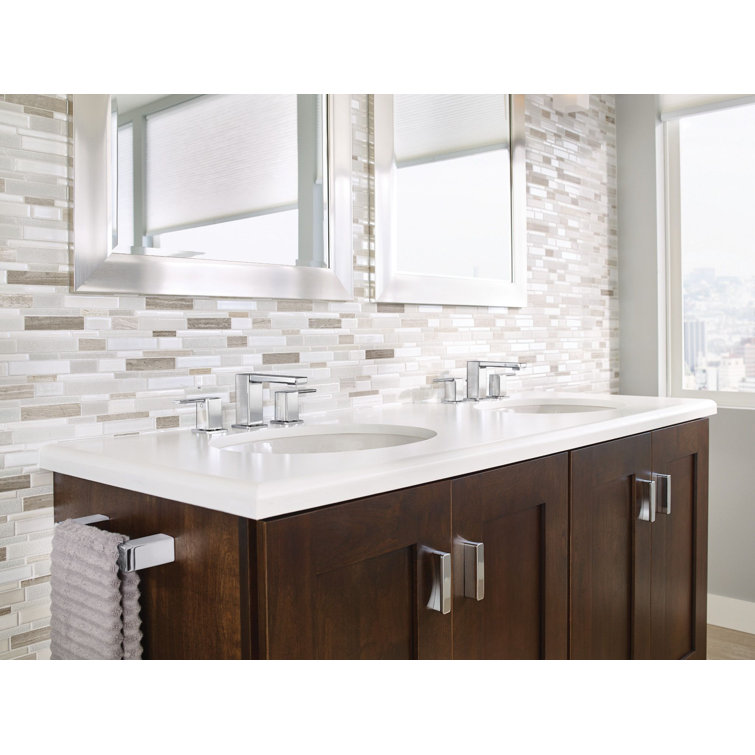 Contemporary Brushed Nickel 16" Widespread Bathroom Faucet