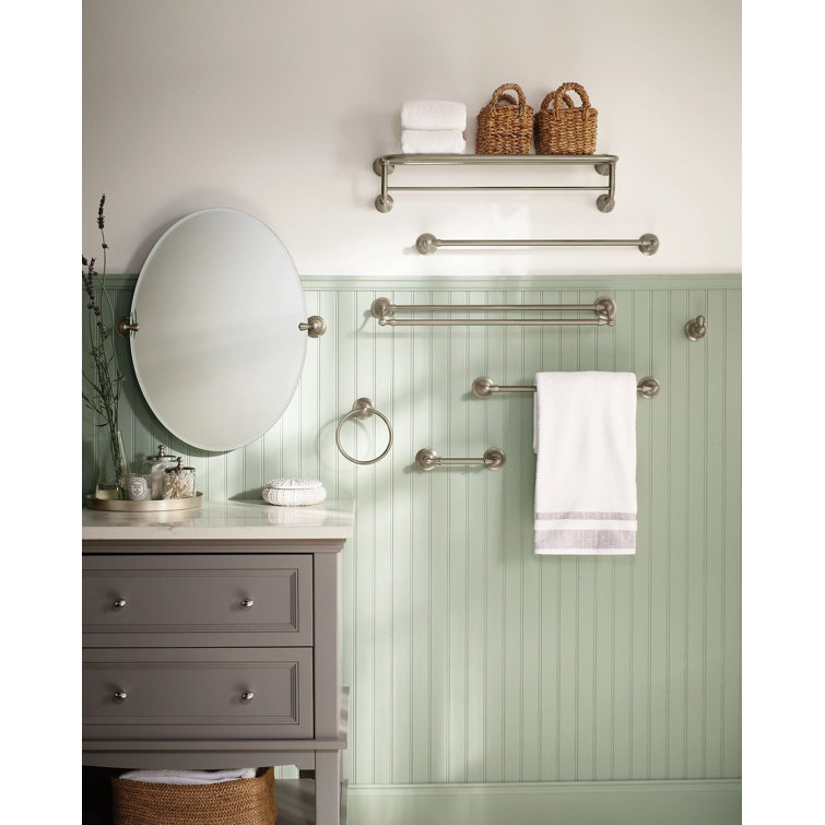 Sage 26" x 22.75" Oval Frameless Bathroom Mirror in Brushed Nickel