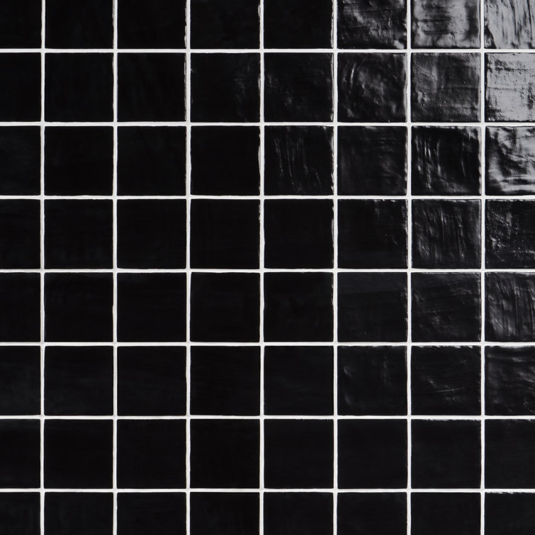 Nassau Jet Black 4" x 4" Satin Finish Ceramic Wall Tile