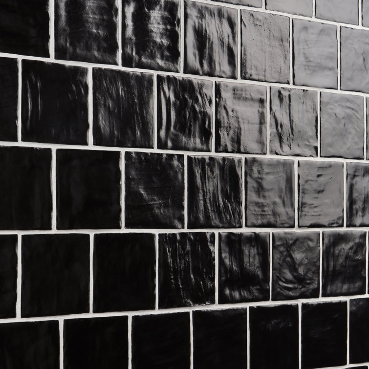 Nassau Jet Black 4" x 4" Satin Finish Ceramic Wall Tile