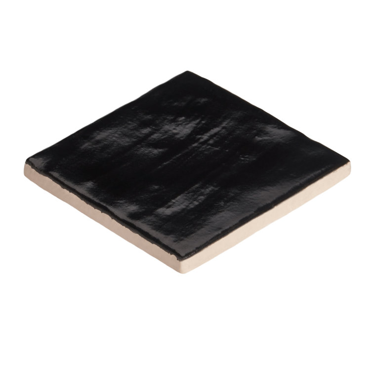 Nassau Jet Black 4" x 4" Satin Finish Ceramic Wall Tile
