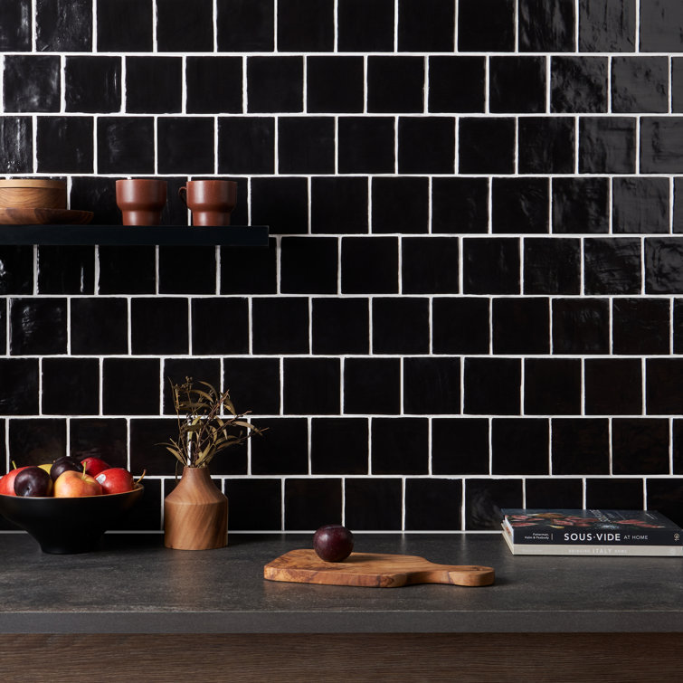 Nassau Jet Black 4" x 4" Satin Finish Ceramic Wall Tile