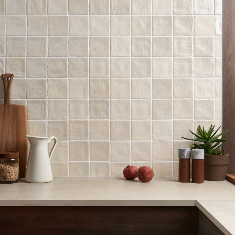 Nassau 4" x 4" Cream Satin Finish Square Wall Tile