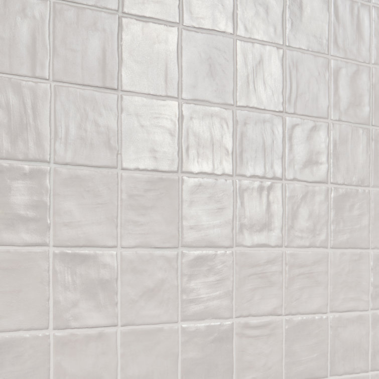 Amagansett 4" x 4" White Ceramic Wall Tile Set