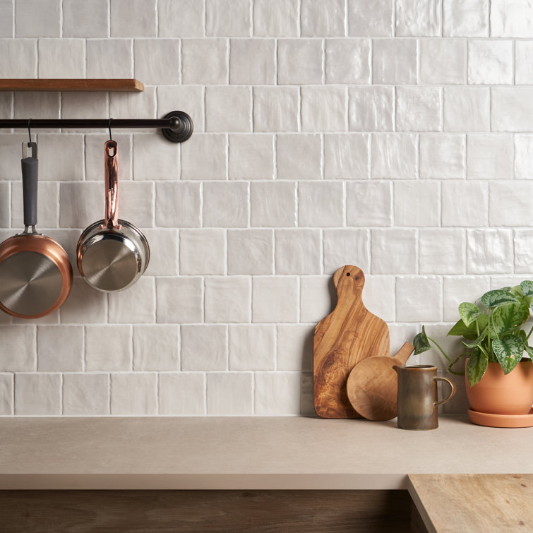 Amagansett 4" x 4" White Ceramic Wall Tile Set