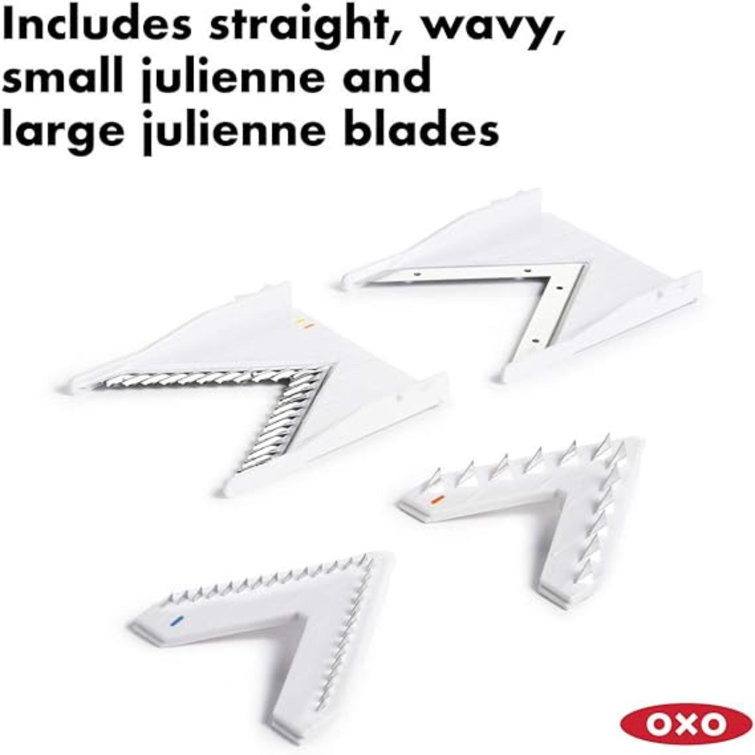 White Adjustable V-Blade Mandoline Slicer with Safety Holder