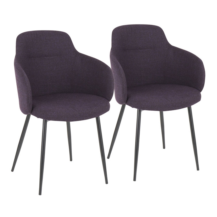 Boyne Purple Upholstered Arm Chair with Black Metal Legs