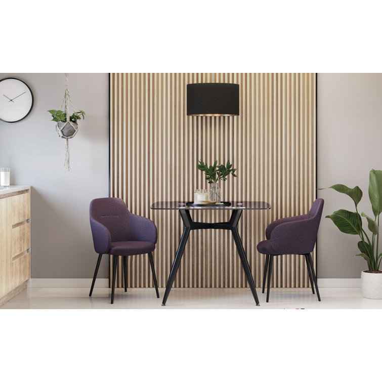 Boyne Purple Upholstered Arm Chair with Black Metal Legs