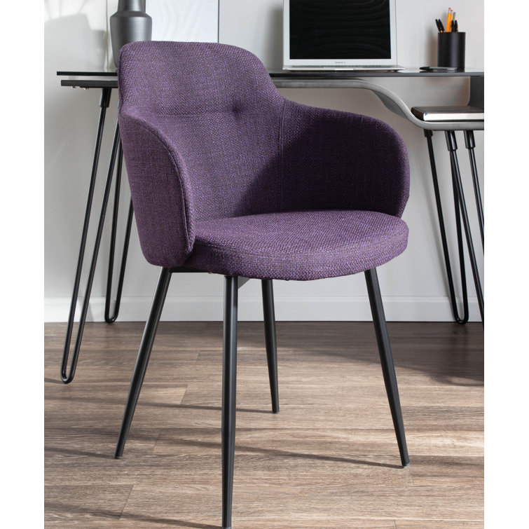 Boyne Purple Upholstered Arm Chair with Black Metal Legs