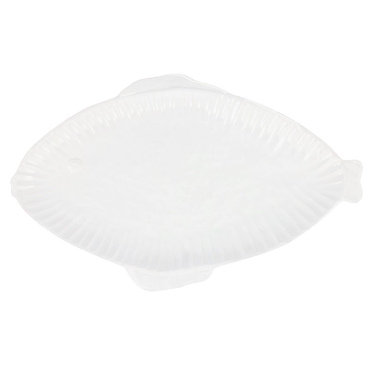 Large White Ceramic Fish-Shaped Oval Platter
