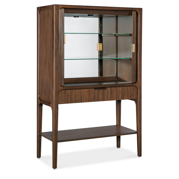 Chestnut Mahogany 3-Shelf Tambour Cabinet with Drawer
