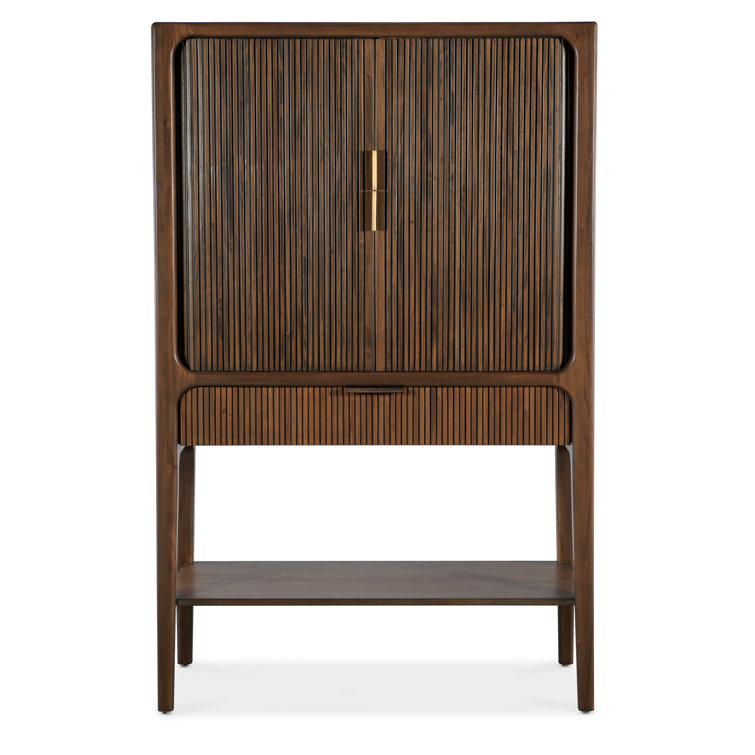 Chestnut Mahogany 3-Shelf Tambour Cabinet with Drawer