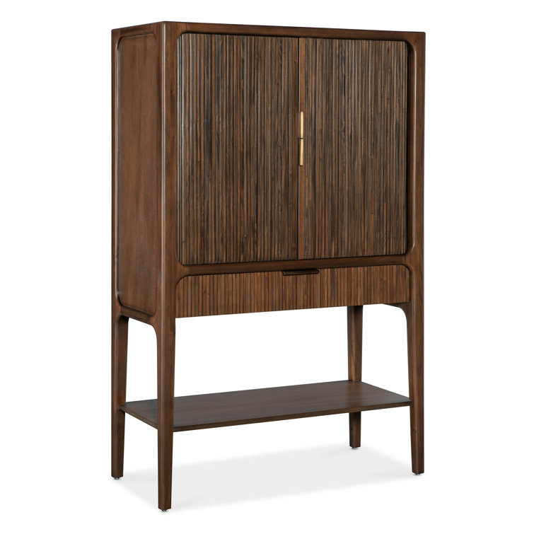 Chestnut Mahogany 3-Shelf Tambour Cabinet with Drawer
