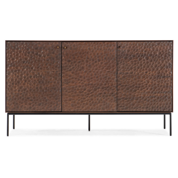 Arun Mahogany and Charcoal 3-Door Carved Sideboard