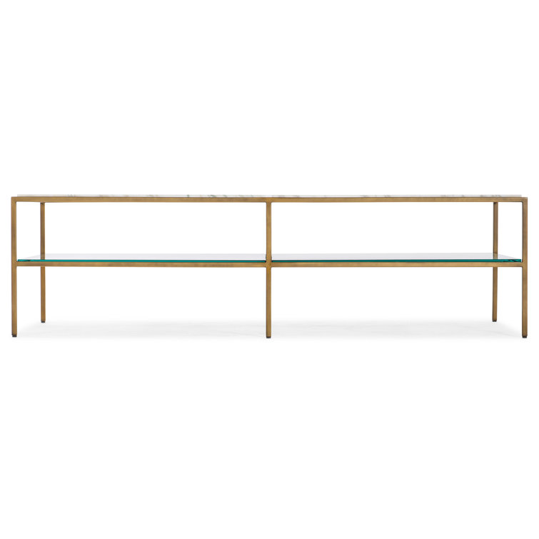 Rectangular Gold Marble and Glass Coffee Table