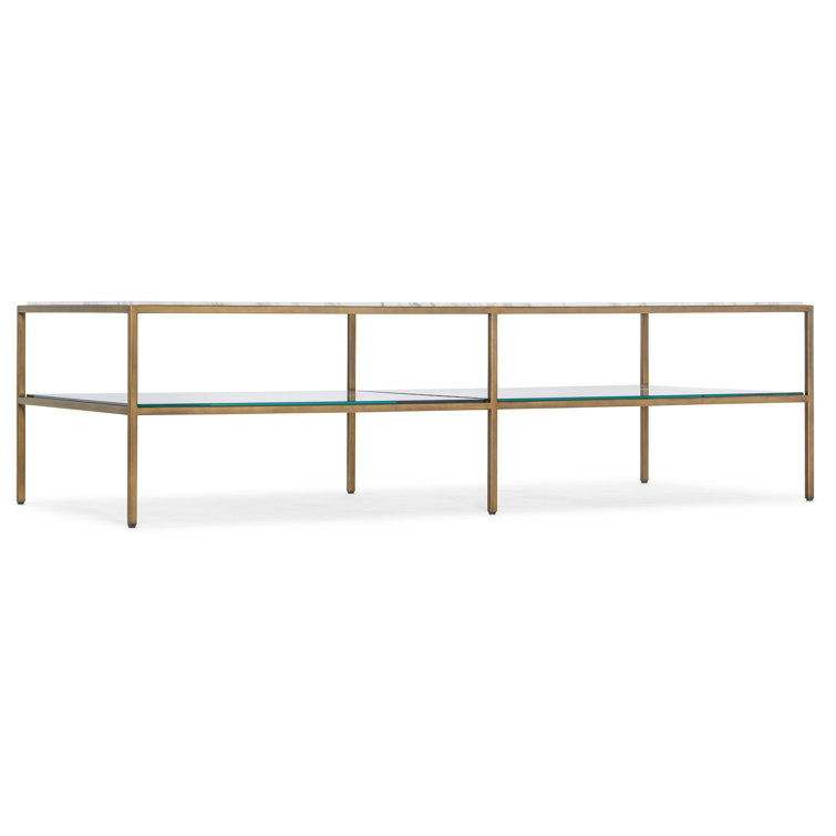 Rectangular Gold Marble and Glass Coffee Table