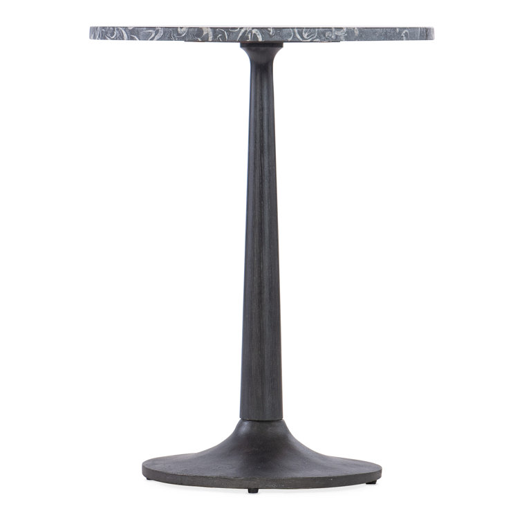 Estelle Black Marble and Metal Round End Table