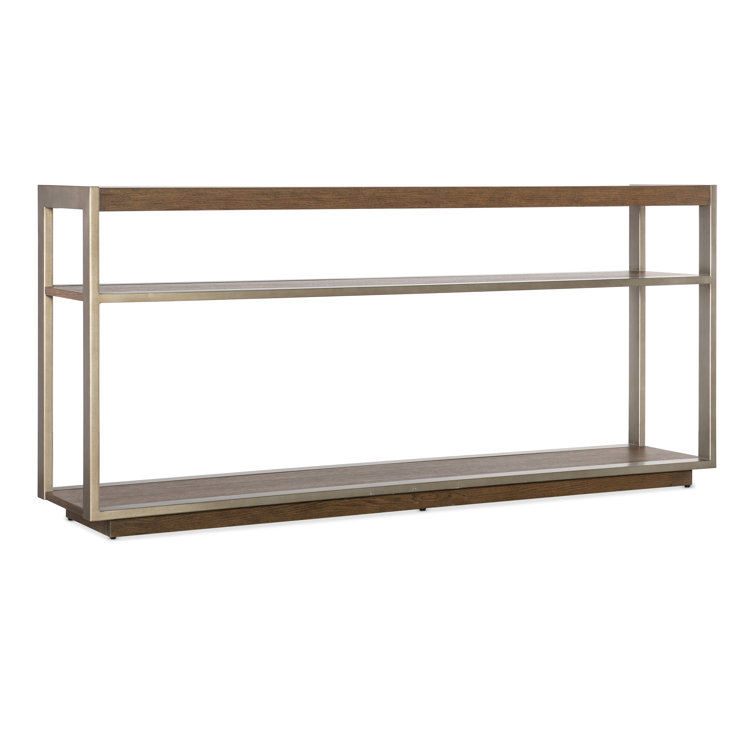 Medium Oak and Metal Console Table with Marble Top