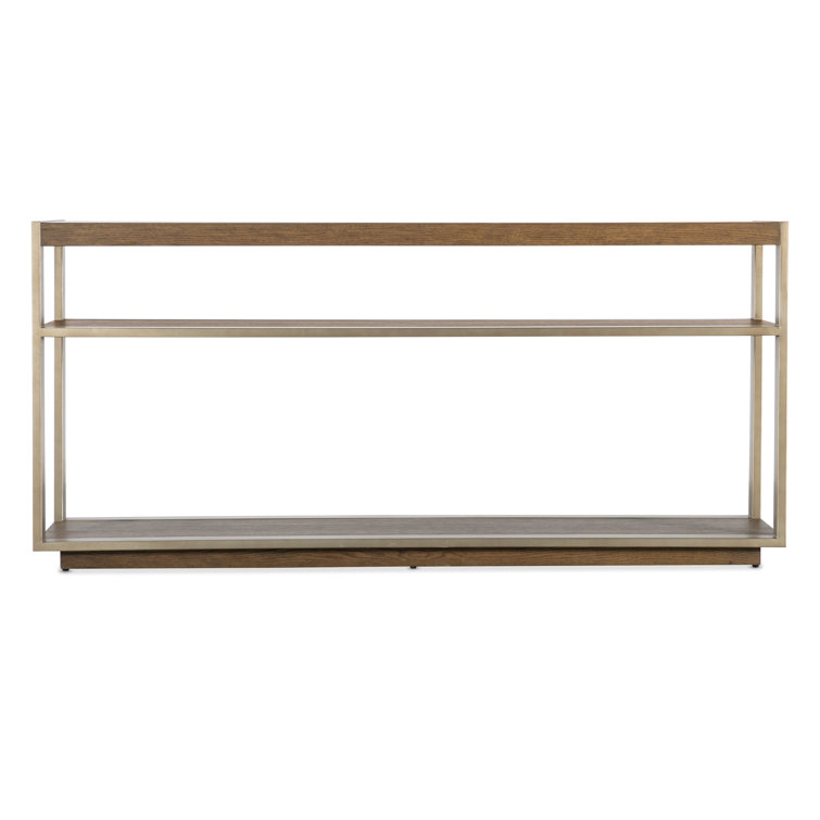 Medium Oak and Metal Console Table with Marble Top