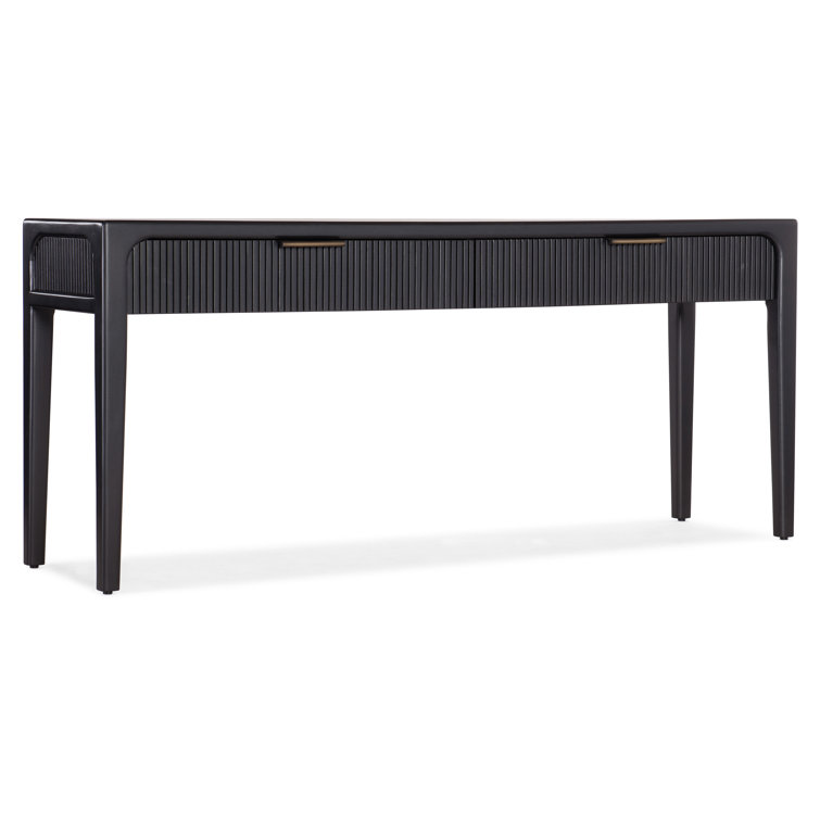 Black Mahogany Wood Console Table with Glass Storage