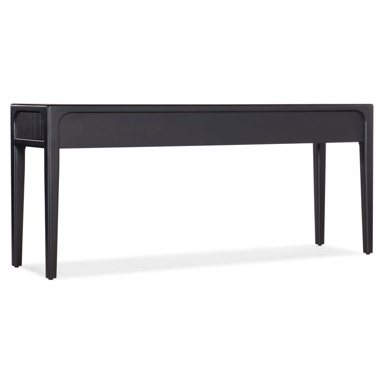 Black Mahogany Wood Console Table with Glass Storage