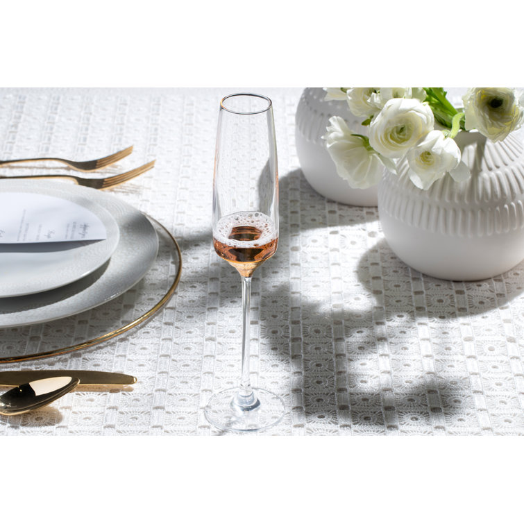 Elegant Clear and Gold Crystal Champagne Flutes Set of 2