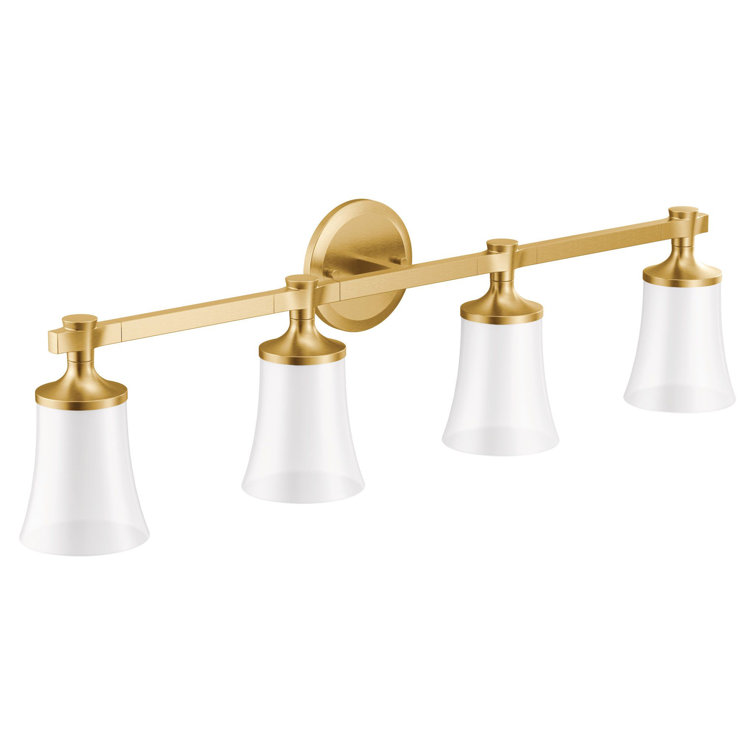 Brushed Gold and White 4-Light Modern Vanity Fixture