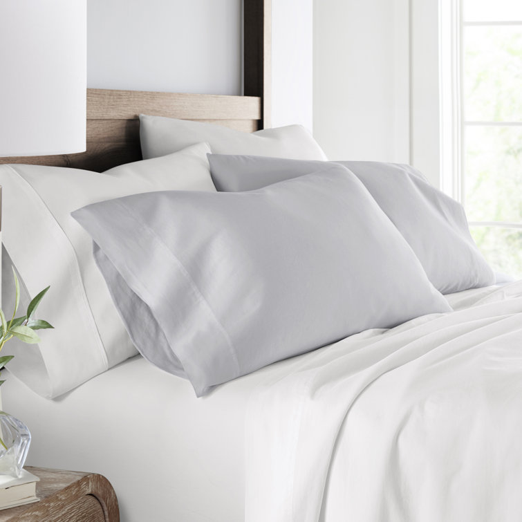 Light Gray Cotton Sateen Standard Pillowcase Set