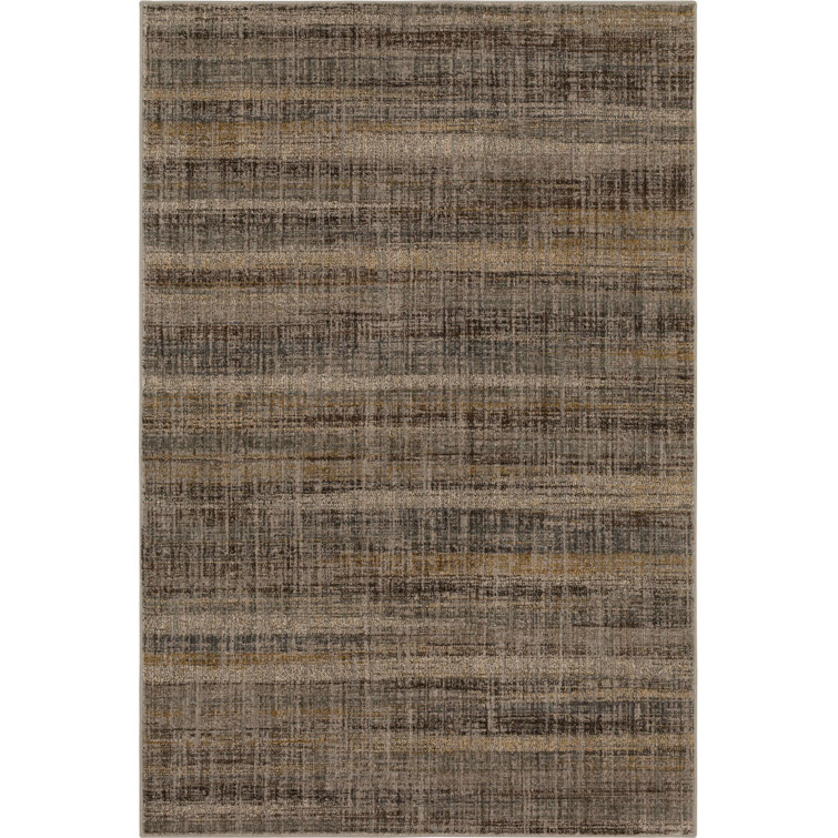 Fowler Grey Striped Rectangular Synthetic Easy-Care Area Rug
