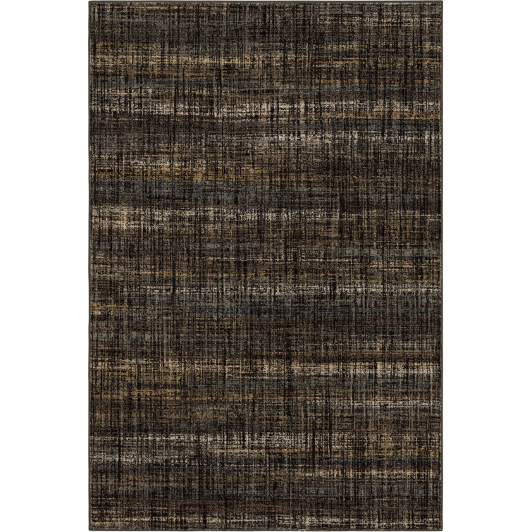 EverStrand Black and Beige Stripe Transitional Area Rug, 5'3" x 7'10"