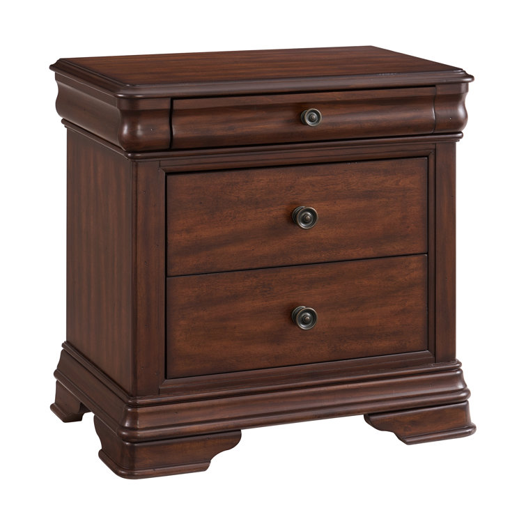 Queen Dark Brown Poplar Wood 5-Piece Bedroom Set