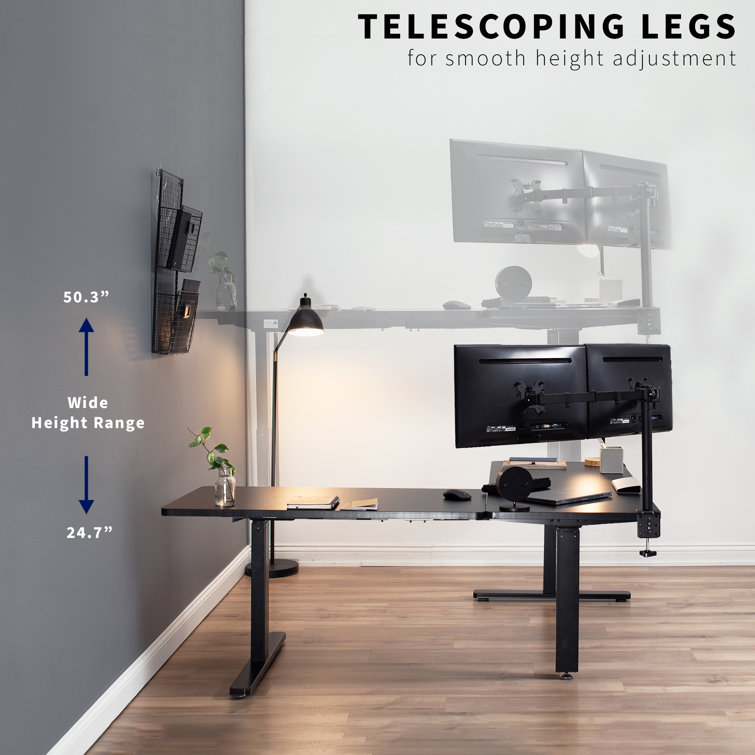 Adjustable Height Electric Standing Desk in Light Wood & Black